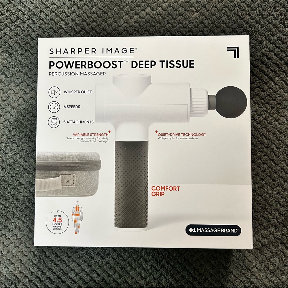 Powerboost Deep Tissue Percussion Massager, White ~ NEW